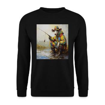 Funny Fishing Fishing Fishing Fisherman Angler Cow - Unisex Sweatshirt - black - Front - Alina (178cm) & Michal (187cm)
