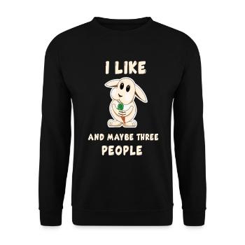 J’aime les lapins et peut-être trois personnes - Sweat-shirt Unisexe - noir - Devant - Alina (178cm) & Michal (187cm)