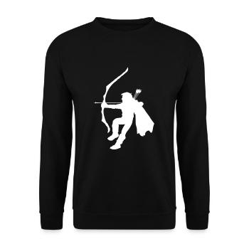 Fantasy Rollenspiel, Waldläufer Silhouetten Design - Unisex Pullover - Schwarz - Vorne - Alina (178cm) & Michal (187cm)