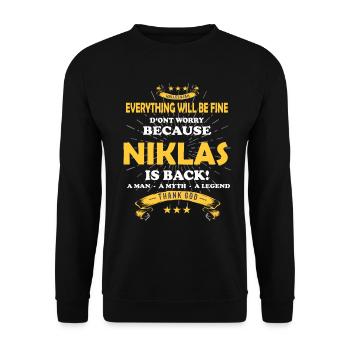 Everything will be fine Niklas Is back - Unisex Sweatshirt - black - Front - Alina (178cm) & Michal (187cm)