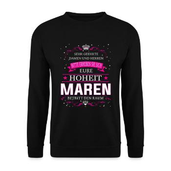 Votre Altesse Maren entre dans la pièce - Sweat-shirt Unisexe - noir - Devant - Alina (178cm) & Michal (187cm)