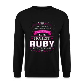 Eure Hoheit Ruby betritt den Raum - Unisex Pullover - Schwarz - Vorne - Alina (178cm) & Michal (187cm)