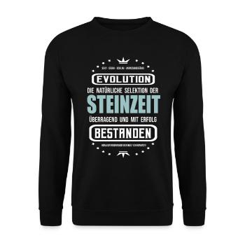 Die Steinzeit überragend und mit Erfolg bestanden - Unisex Pullover - Schwarz - Vorne - Alina (178cm) & Michal (187cm)