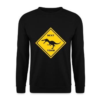 Achtung Baryonyx kreuzt die Straße Design - Unisex Pullover - Schwarz - Vorne - Alina (178cm) & Michal (187cm)