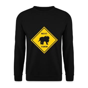Achtung Centrosaurus kreuzt die Straße Design - Unisex Pullover - Schwarz - Vorne - Alina (178cm) & Michal (187cm)