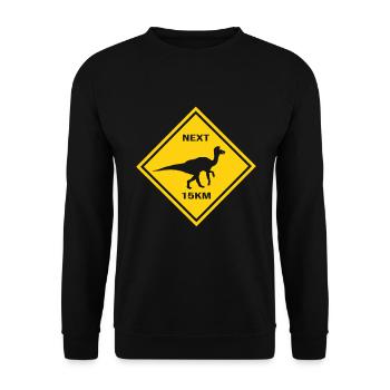 Attention: Corythosaurus crosses the road design - Unisex Sweatshirt - black - Front - Alina (178cm) & Michal (187cm)