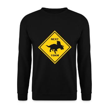 Achtung Chasmosaurus kreuzt die Straße Design - Unisex Pullover - Schwarz - Vorne - Alina (178cm) & Michal (187cm)