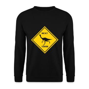 Achtung Gallimimus kreuzt die Straße Design - Unisex Pullover - Schwarz - Vorne - Alina (178cm) & Michal (187cm)
