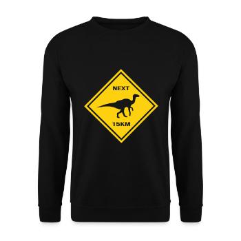 Attention Edmontosaurus Crossing the Road Design - Unisex Sweatshirt - black - Front - Alina (178cm) & Michal (187cm)