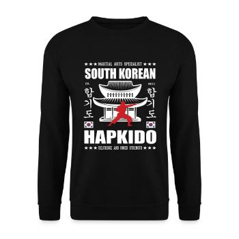 Conception d’arts martiaux Hapkido cool avec Kanji - Sweat-shirt Unisexe - noir - Devant - Alina (178cm) & Michal (187cm)