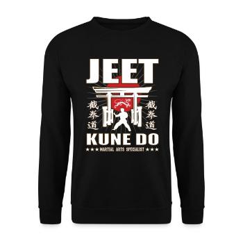 Jeet Kune Do Kanji und Dojo Design - Unisex Pullover - Schwarz - Vorne - Alina (178cm) & Michal (187cm)