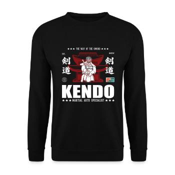 cool kendo martial arts design with kanji - Unisex Sweatshirt - black - Front - Alina (178cm) & Michal (187cm)