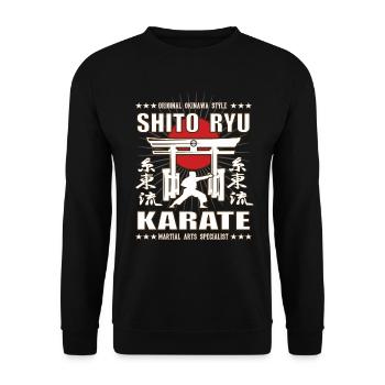 coole Shito Ryu Kampfsport Design mit Kanji - Unisex Pullover - Schwarz - Vorne - Alina (178cm) & Michal (187cm)