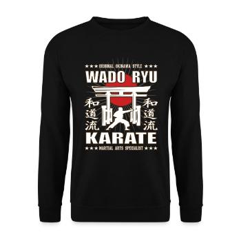 Conception d’arts martiaux Wado Ryu cool avec Kanji - Sweat-shirt Unisexe - noir - Devant - Alina (178cm) & Michal (187cm)