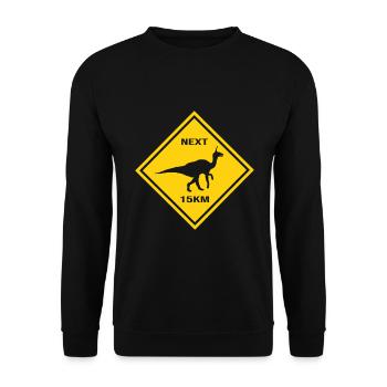 Attention: Tsintaosaurus crosses the road Design - Unisex Sweatshirt - black - Front - Alina (178cm) & Michal (187cm)