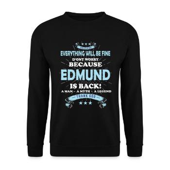 Tout va bien se passer, parce qu’Edmund est là - Sweat-shirt Unisexe - noir - Devant - Alina (178cm) & Michal (187cm)