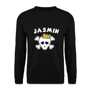 Piratin Jasmin Design für Mädchen und Frauen - Unisex Pullover - Schwarz - Vorne - Alina (178cm) & Michal (187cm)