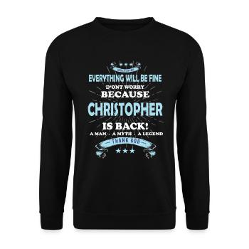 Tout va bien se passer, parce que Christopher est là Outfit - Sweat-shirt Unisexe - noir - Devant - Alina (178cm) & Michal (187cm)