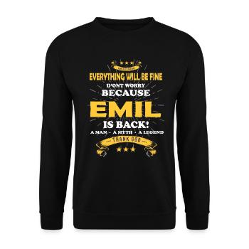 Tout va bien se passer, parce qu’Emil est là Outfit - Sweat-shirt Unisexe - noir - Devant - Alina (178cm) & Michal (187cm)