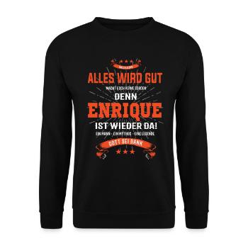 Tout va bien se passer parce qu’Enrique est là Outfit - Sweat-shirt Unisexe - noir - Devant - Alina (178cm) & Michal (187cm)