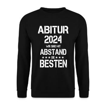 Abitur 2024, wir sind mit Abstand die Besten - Unisex Pullover - Schwarz - Vorne - Alina (178cm) & Michal (187cm)