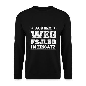 Out of the way Fsjler in action Design - Unisex Sweatshirt - black - Front - Alina (178cm) & Michal (187cm)