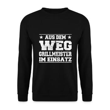 Out of the way Grill Master in Action Design - Unisex Sweatshirt - black - Front - Alina (178cm) & Michal (187cm)