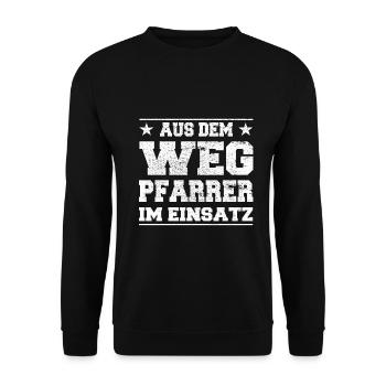 Aus dem Weg Pfarrer im Einsatz Design - Unisex Pullover - Schwarz - Vorne - Alina (178cm) & Michal (187cm)