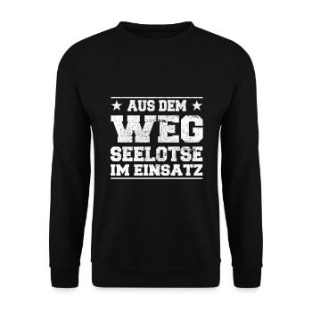 Pilote de mer à l’écart en action design - Sweat-shirt Unisexe - noir - Devant - Alina (178cm) & Michal (187cm)