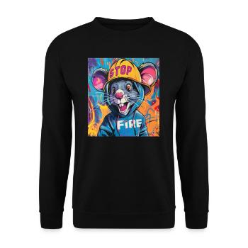 Firefighter, Mouse, Rat, Firefighter, Firefighter - Unisex Sweatshirt - black - Front - Alina (178cm) & Michal (187cm)