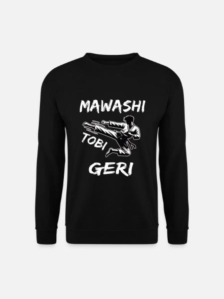 Mawashi Tobi Geri, der Karate Kick im Sprung - Unisex Pullover - Schwarz