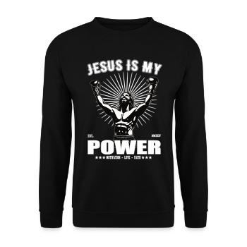 Jésus est mon pouvoir - Boxing Design - Sweat-shirt Unisexe - noir - Devant - Alina (178cm) & Michal (187cm)