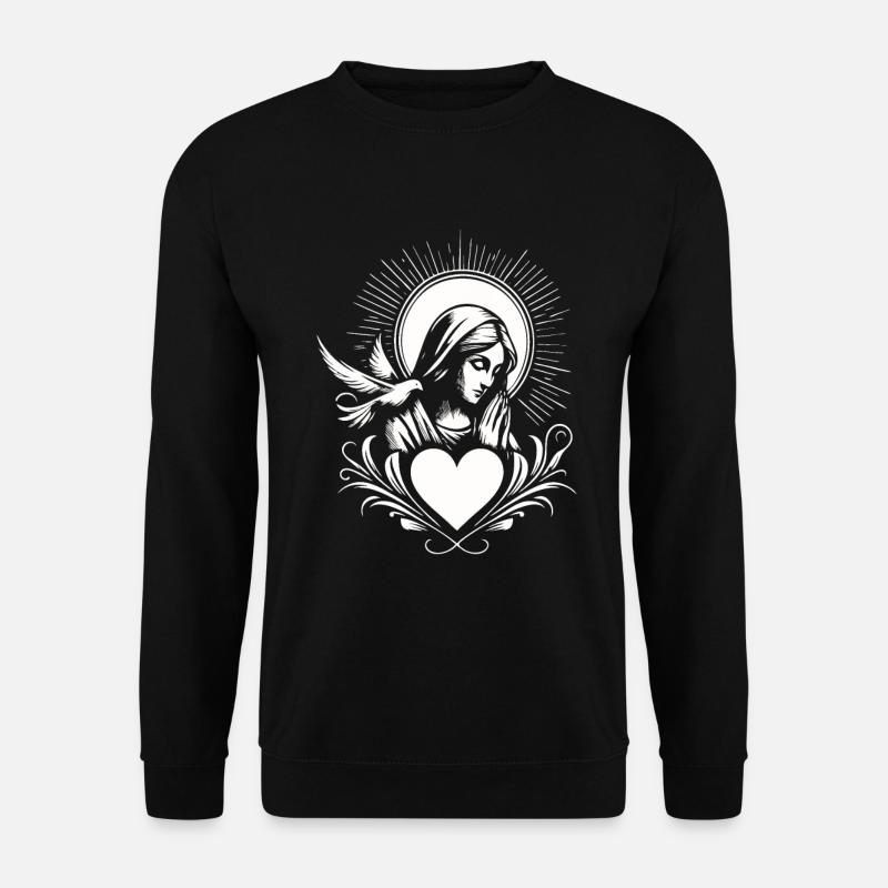 Heilige Maria mit Herz und Friedenstaube - Unisex Pullover - Schwarz