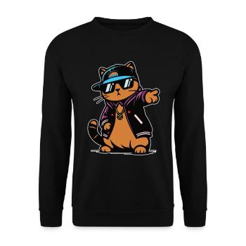 cole red cat in funny hip hop style - Unisex Sweatshirt - black - Front - Alina (178cm) & Michal (187cm)