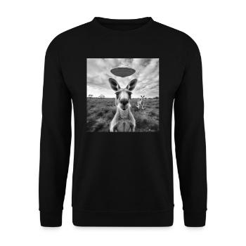 Pop Art Selfie with UFO Kangaroo - Unisex Sweatshirt - black - Front - Alina (178cm) & Michal (187cm)