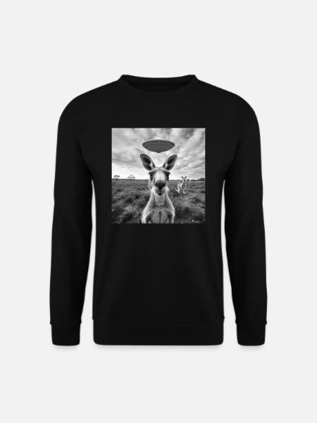 Popart Kunst, Selfie mit UFO Känguru - Unisex Pullover - Schwarz