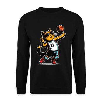 Chat volleyeur - Cat Sports Design - Sweat-shirt Unisexe - noir - Devant - Alina (178cm) & Michal (187cm)