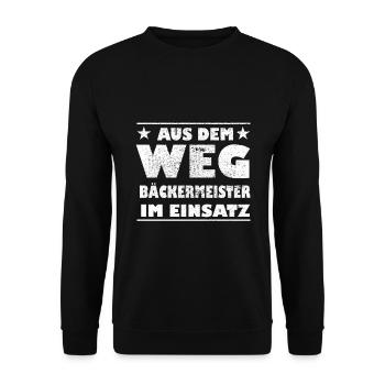 À l’écart du maître boulanger en Action Design - Sweat-shirt Unisexe - noir - Devant - Alina (178cm) & Michal (187cm)