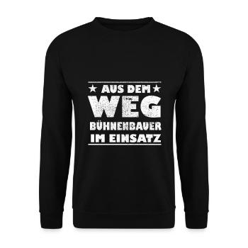 Out of the Way Stage Builder in Action Design - Unisex Sweatshirt - black - Front - Alina (178cm) & Michal (187cm)