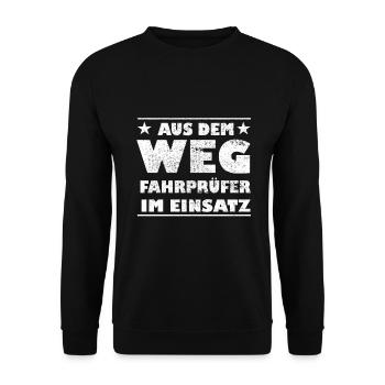 Examinateur de conduite à l’écart en design d’action - Sweat-shirt Unisexe - noir - Devant - Alina (178cm) & Michal (187cm)