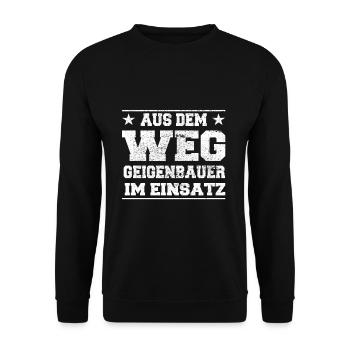 Aus dem Weg Geigenbauer im Einsatz Design - Unisex Pullover - Schwarz - Vorne - Alina (178cm) & Michal (187cm)