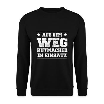 À l’écart du Chapelier fou dans l’Action Design - Sweat-shirt Unisexe - noir - Devant - Alina (178cm) & Michal (187cm)