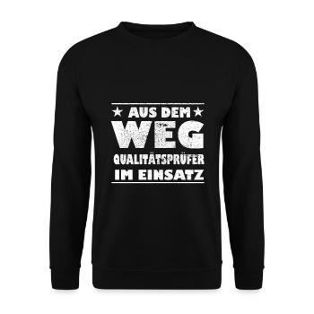 Inspecteurs de la qualité à l’écart dans la conception d’actions - Sweat-shirt Unisexe - noir - Devant - Alina (178cm) & Michal (187cm)