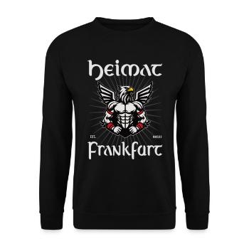 Frankfurt am Main, Muskel und Bodybuilder Design - Unisex Pullover - Schwarz - Vorne - Alina (178cm) & Michal (187cm)
