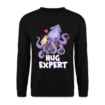 Hug Expert Octopus Lustiger Knuddel Krake Herz - Unisex Pullover - Schwarz - Vorne - Alina (178cm) & Michal (187cm)