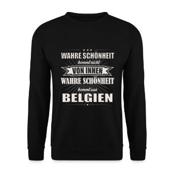 Wahre Schönheit kommt aus Belgien Design - Unisex Pullover - Schwarz - Vorne - Alina (178cm) & Michal (187cm)