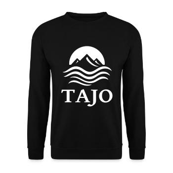 cooles Tajo Fluss Design für den Flüsse Fan - Unisex Pullover - Schwarz - Vorne - Alina (178cm) & Michal (187cm)