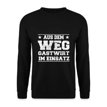 Out of the Way Innkeeper in Action Design - Unisex Sweatshirt - black - Front - Alina (178cm) & Michal (187cm)