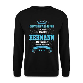 Everything will be fine Hermann Is back - Unisex Pullover - Schwarz - Vorne - Alina (178cm) & Michal (187cm)