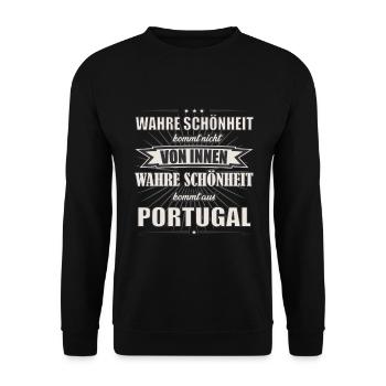 Wahre Schönheit kommt aus Portugal Design - Unisex Pullover - Schwarz - Vorne - Alina (178cm) & Michal (187cm)